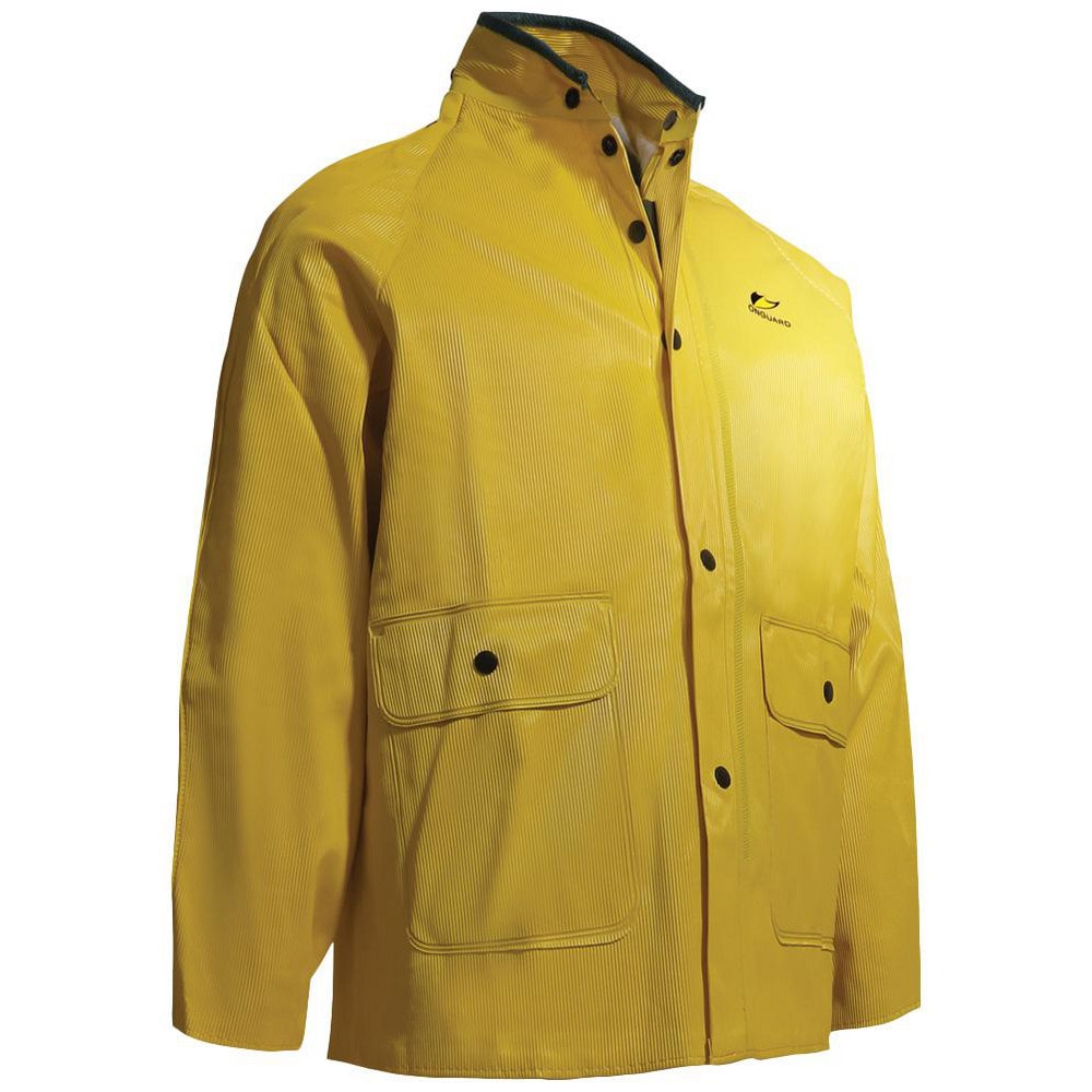 Rain Jacket: Size Small, ASTM D6413, Yellow, Nylon & PVC