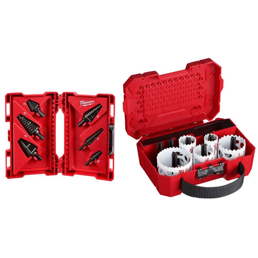 Drill Bit Set: Step Drill Bits, 9 Pc, 0.1250" to 1.1250" Drill Bit Size, High-Speed Steel