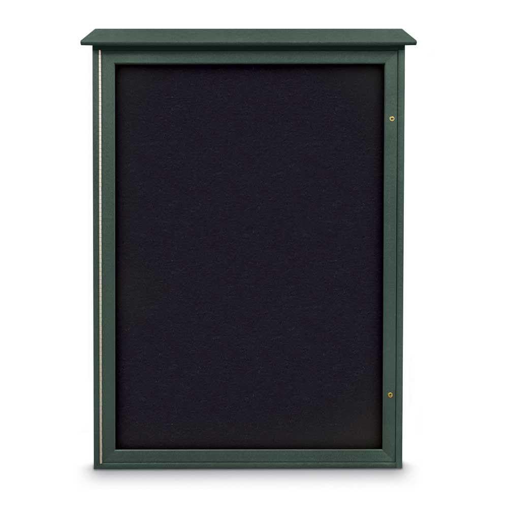 Enclosed Recycled Rubber Bulletin Board: 54" Wide, 38" High, Rubber, Black