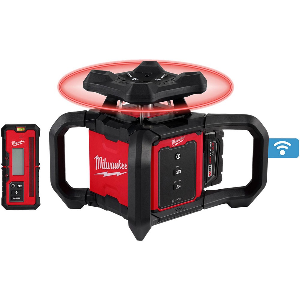 Laser Levels; Level Type: Rotary Laser; Laser Class: Class II; Laser Projection Orientation: Horizontal; Plumb Type: Up; Accuracy: 3/32 in at 30 ft; Power Source: Battery; Batteries Included: Yes; Battery Chemistry: Lithium