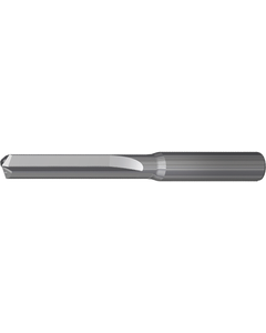 8.6 mm Dia. × 10 mm Shank × 61 mm Flute Length × 103 mm OAL, 5xD, 130°, Uncoated, 2xD Flute, Coolant Thru, Round Solid Carbide Drill