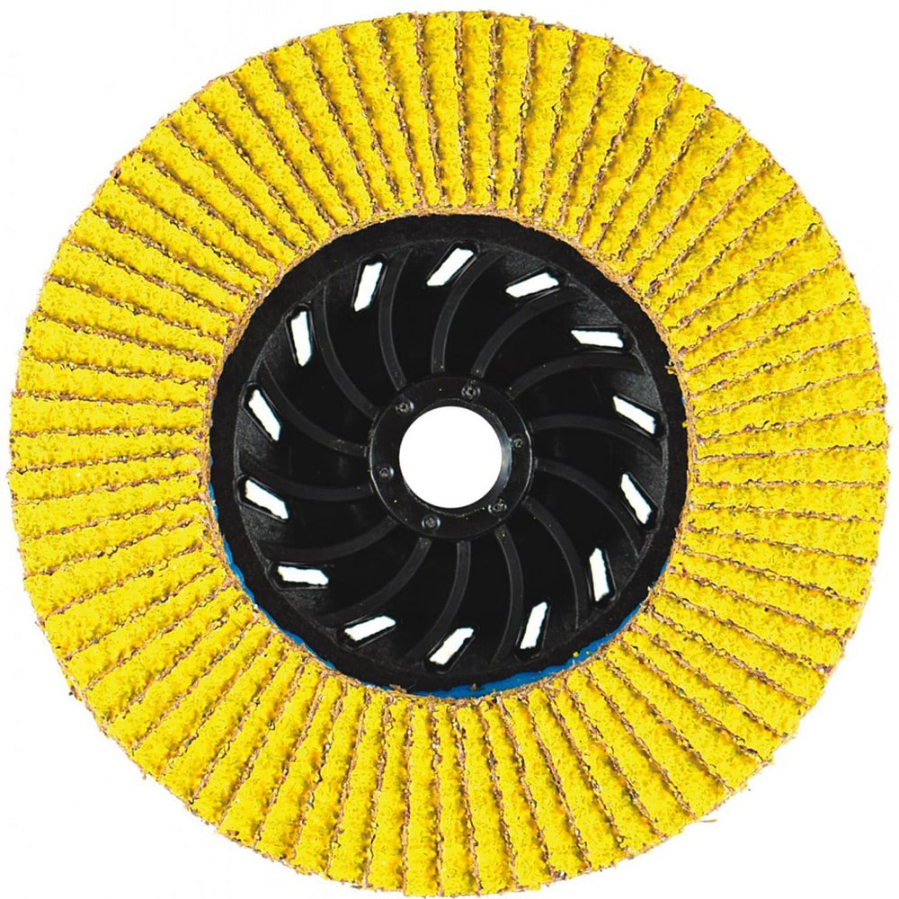 Flap Disc: 4.5" Dia, 5/8-11" Hole, 120 Grit, Ceramic Alumina, Type 27