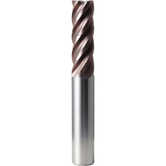 Corner Radius End Mill: 1" Dia, 3" LOC, 0.0100" Radius, 5 Flute, Solid Carbide