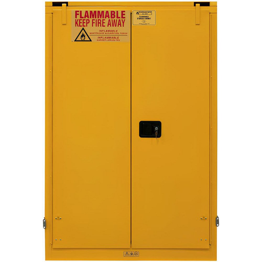 Flammable & Hazardous Storage Cabinets: 90.000 gal Drum, 2.000 Door, 2 Shelf, Self Closing, Safety Yellow