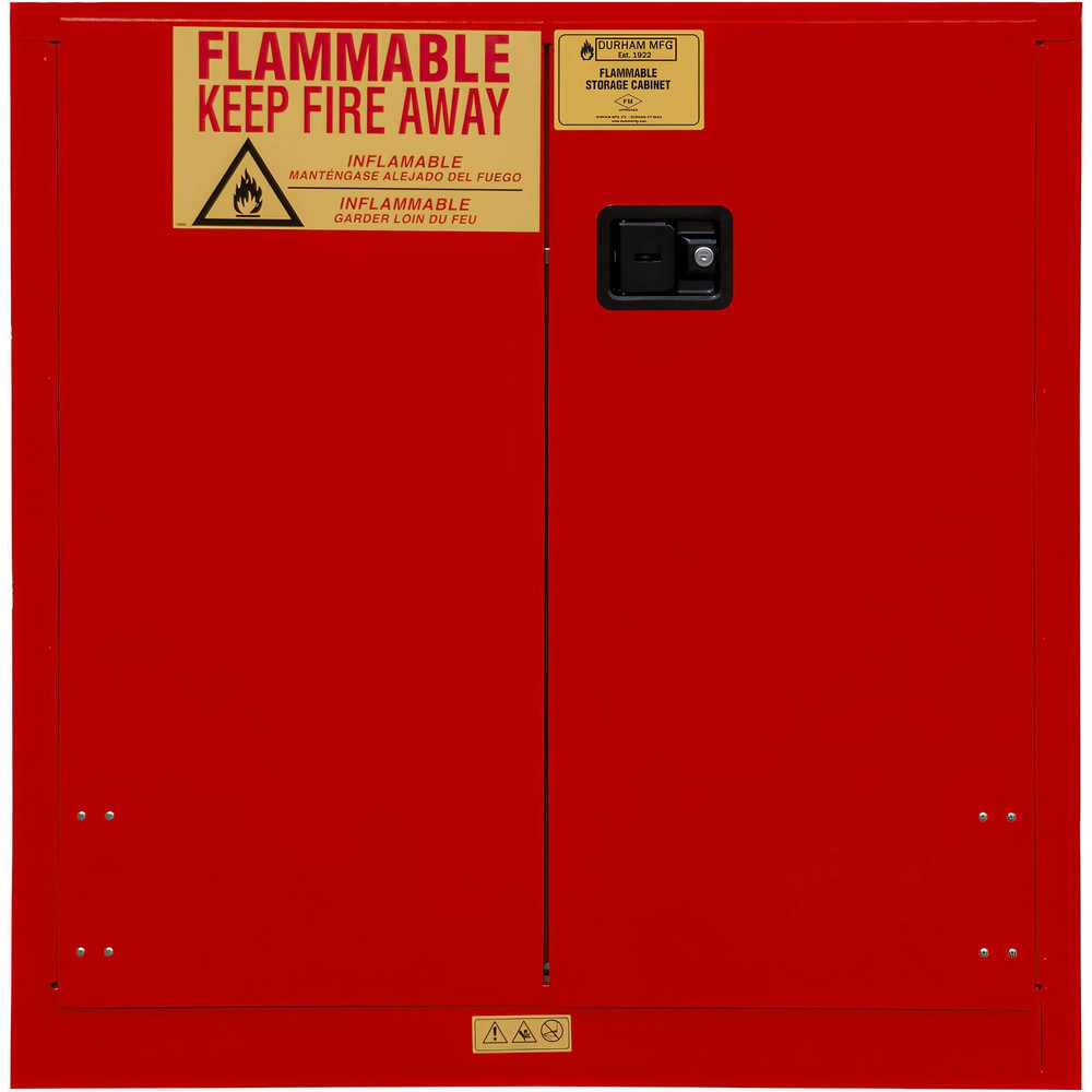 Flammable & Hazardous Storage Cabinets: 30.000 gal Drum, 2.000 Door, 1 Shelf, Manual Closing, Red