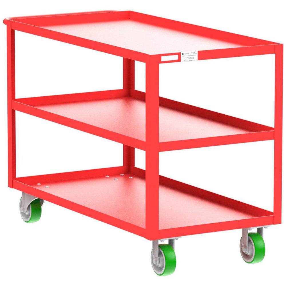 Shelf Utility Cart: 53" Long, 24" Wide, Steel, 2000 lb Capacity, Red
