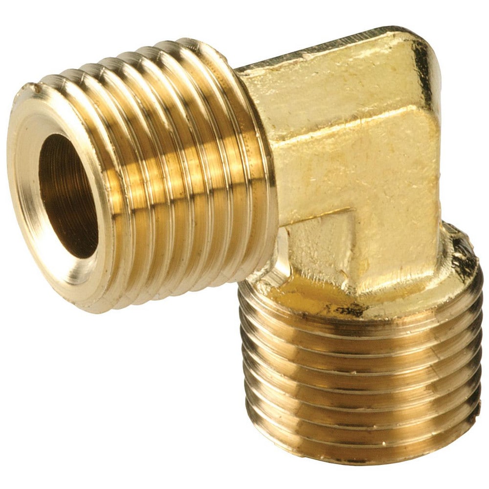 Brass & Chrome Pipe Fittings; Fitting Type: Pipe Nipple; Fitting Size: 1/8; End Connections: MNPT; Material Grade: 360; Connection Type: Threaded; Pressure Rating (psi): 1000; Fitting Shape: 90° Elbow; Thread Standard: NPTF