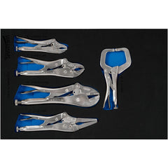 Plier Sets; Plier Type Included: 9" Locking Pliers Long Nose with Wire Cutter, 6" Locking C-Clamps, 5" Locking Pliers Curved Jaw with Wire Cutter, 7" Locking Pliers Curved Jaw with Wire Cutter, 10" Locking Pliers Straight Jaw; Container Type: Foam Inserts