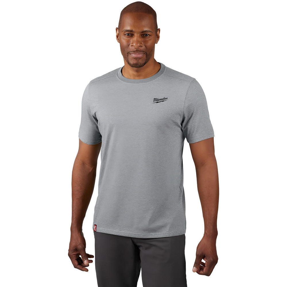 Work Shirt: Lightweight, Breathable & UV Protection, Short Sleeve, Small, Cotton & Polyester, Gray, 0 Pocket