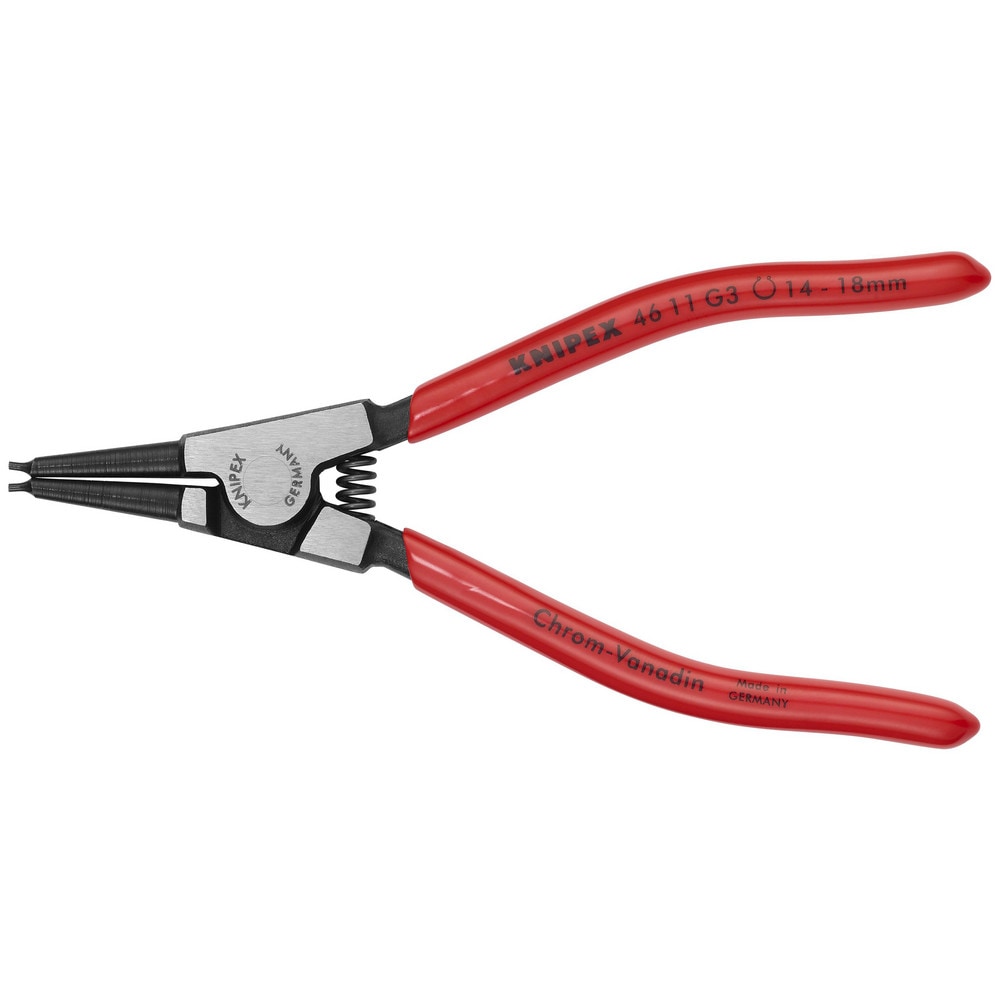 Retaining Ring Pliers; Type: Fitting Grip Rings; Tip Angle: 0; Ring Diameter Range (Inch): 35/64 to 45/64; Overall Length (Inch): 5-1/2