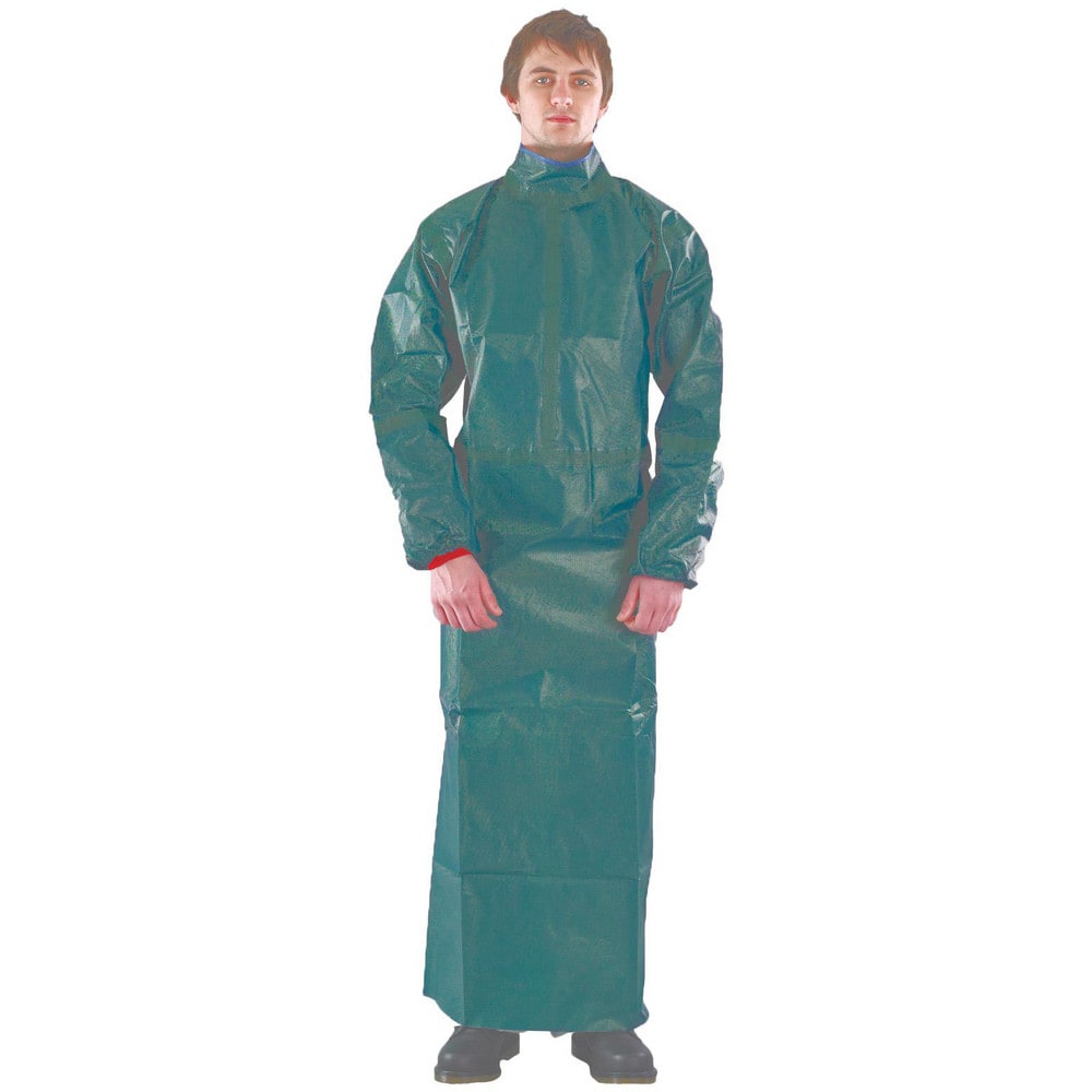 Disposable & Chemical-Resistant Apron: Size 5X-Large, 83" Length, 0.3400 mil Thick, Green