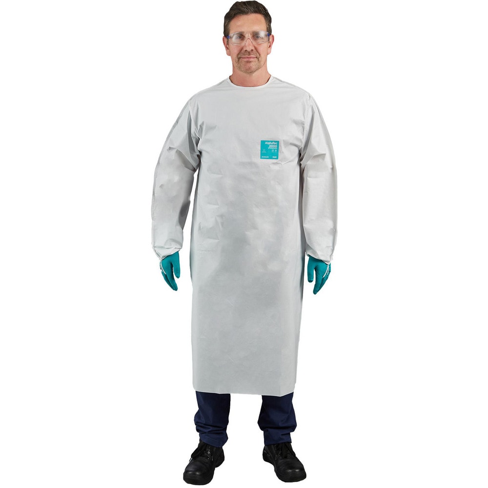 Disposable & Chemical-Resistant Apron: Size Large, 72" Length, 0.1600 mil Thick, White