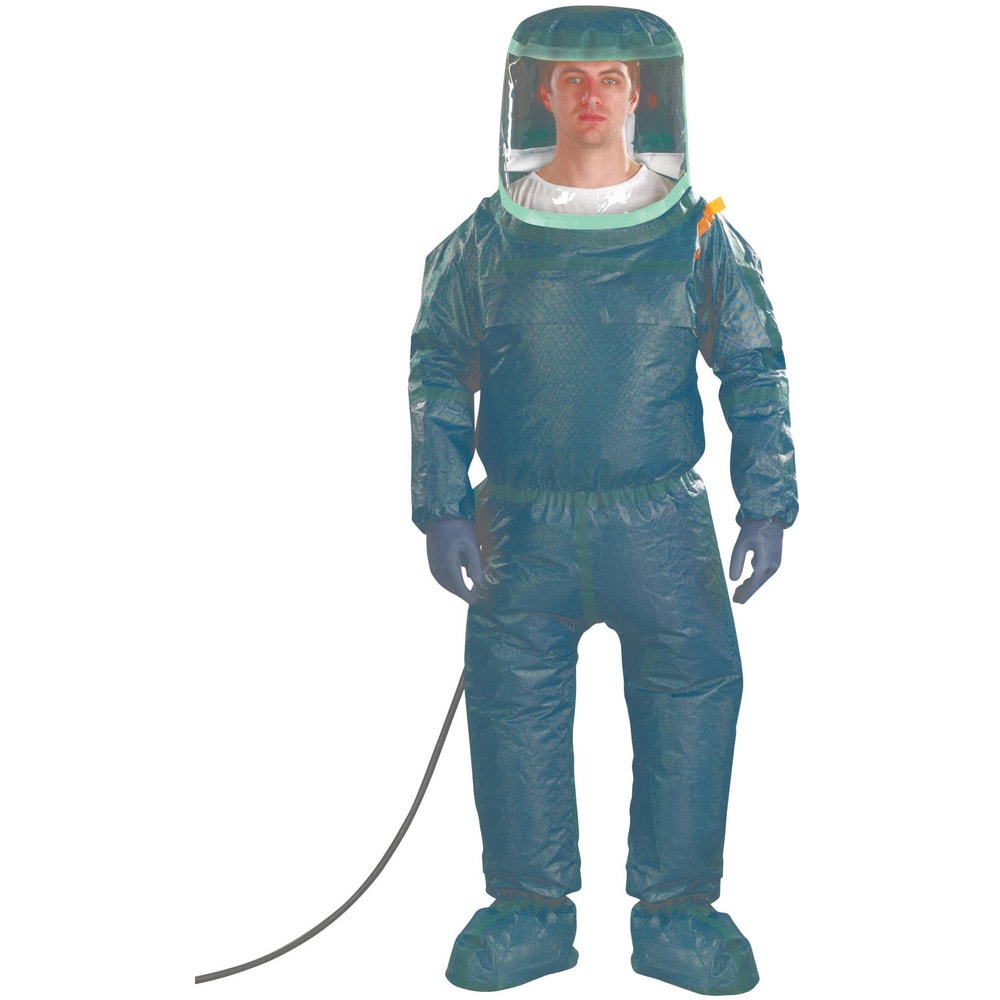 Encapsulated Suits: 2X-Large, Green, Multi-Layer Non-Woven Barrier Laminate Fabric, N/AClosure, Taped & Welt, Yes