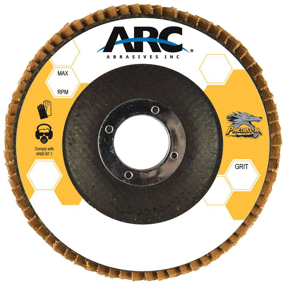 Flap Disc: 4-1/2" Dia, 7/8" Hole, 60 Grit, Ceramic Alumina, Type 29