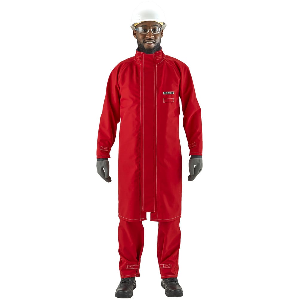 Rain & Chemical Resistant Coat: Small, Red, 33-36" Chest, Polyester