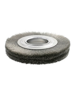 6″ Diameter × 7/8″ Width, Stainless Steel, 0.014″ Crimped Bristle, Wheel Brush