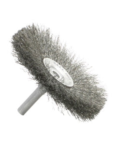 2″ Diameter × 0.312″ Width, Stainless Steel, 0.006″ Crimped Bristle, Wheel Brush