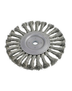 3″ Diameter × 0.437″ Width, Stainless Steel, 0.0118″ Knotted Bristle, Wheel Brush