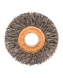2 1/2″ Diameter × 1/2″ Width, Carbon Steel, 0.008″ Crimped Bristle, Wheel Brush