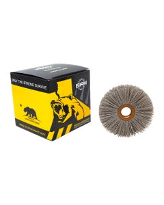 3 1/2″ Diameter × 3/4″ Width, 600 Grit, Aluminum Oxide, 0.040″ Crimped Bristle, Wheel Brush