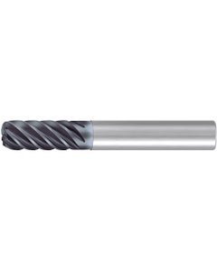 Corner Radius End Mill; 3/8″ Dia. × 7/8″ LOC × 3/8″ Shank Dia. × 2-3/4″ OAL ; 6 FL ; Carbide ; AlCr ; 0.03″ R