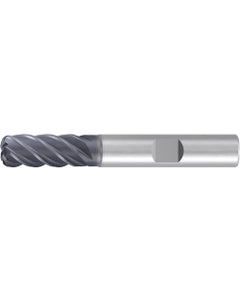 Corner Radius End Mill; 1/2″ Dia. × 1″ LOC × 1/2″ Shank Dia. × 3″ OAL ; 5 FL ; Carbide ; AlCr ; 0.09″ R