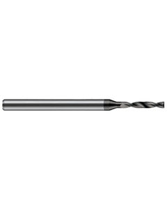 1.587 mm Dia. × 3 mm Shank Dia. × 50 mm OAL × 7.6 mm LCF, 180 Degrees, 3xD, 2 Flute, Helical Flute, TiAlN Solid Carbide Drills