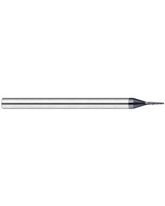 1/64″ Dia. × 5/64″ LOC × 1/8″ Shank Size × 1-1/2″ OAL, 3 Flute, 15 Degrees Body Half Taper Angle, Carbide, AlTiN Nano, Ball, Tapered End Mill