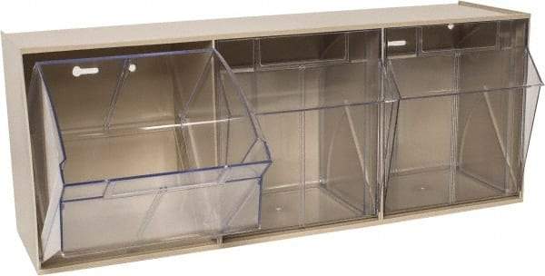 Quantum Storage - 23-5/8" Wide x 9-1/2" High x 7-3/4" Deep, Small Parts Tip Out Stacking Bin Organizer - Polystyrene Frame, 3 Compartments, 7-3/8" Wide x 8-5/8" High x 5-7/8" Deep Bin - Americas Industrial Supply
