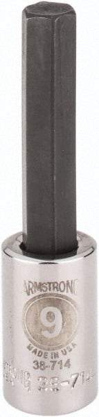 Armstrong - 3/8" Drive, 9mm Hex Bit Socket - 2-1/4" OAL, 1-9/16" Bit Length - Americas Industrial Supply