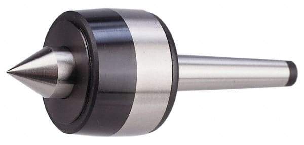 Bison - MT4 Taper Shank, 2.52" Head Diam 1,850 Lb Capacity Live Center - 3,000 Max RPM, 1.1" Point Diam, 1.24" Point Len, 1,850 Lb Max Workpc, 7.24" OAL, 1.24" Long Tip, Standard Point - Americas Industrial Supply