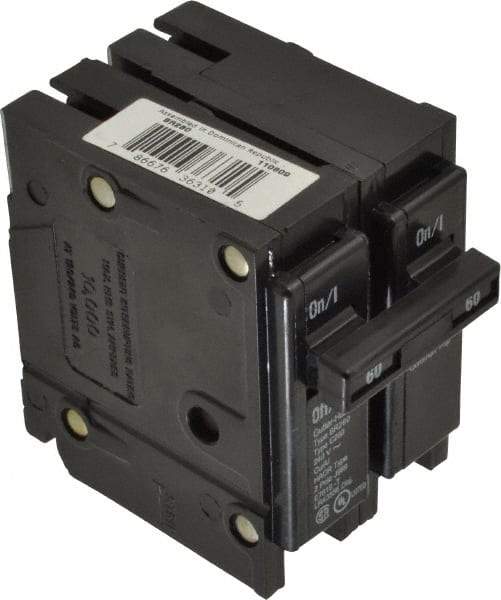 Eaton Cutler-Hammer - 60 Amp, 120/240 VAC, 2 Pole, Plug In Type BR Circuit Breaker - Thermal Magnetic Trip, 10 kA Breaking Capacity, 8-1/0 AWG - Americas Industrial Supply