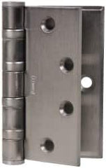 Stanley - 4-1/2" Long Steel Commercial Hinge - Satin Chrome Finish, 5 Knuckles, 7 Holes - Americas Industrial Supply