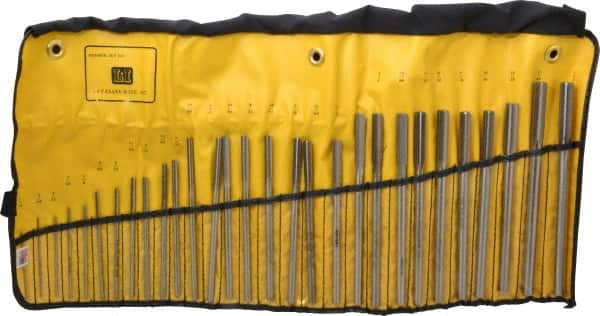 Made in USA - 1/16" to 1/2", Chucking Reamer Set - Straight Flute, Right Hand Cut, 29 Pieces - Americas Industrial Supply