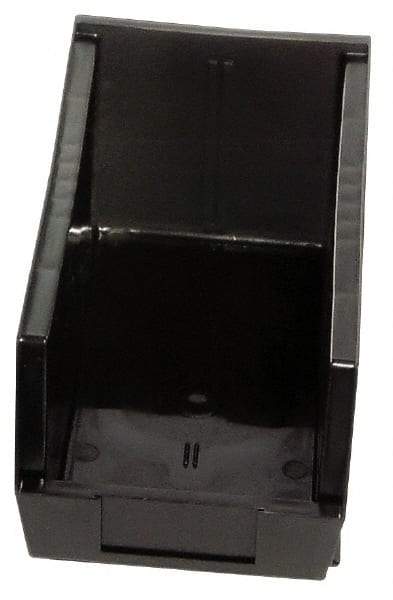 Quantum Storage - 10 Lb. Load Capacity, 5-3/8" Deep, Black Polypropylene Hopper Stacking Bin - 3" High x 4-1/8" Wide x 5-3/8" Long - Americas Industrial Supply