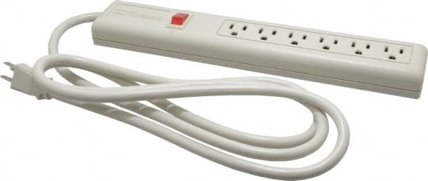 Wiremold - 6 Outlets, 120 Volts, 15 Amps, 6' Cord, Power Outlet Strip - Keyhole Mount, 5-15 NEMA Configuration, 12" Strip, cULus Listed - Americas Industrial Supply