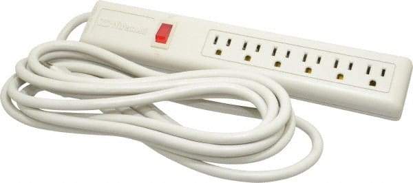 Wiremold - 6 Outlets, 120 Volts, 15 Amps, 15' Cord, Power Outlet Strip - Free Hanging, Keyhole Mount, 5-15 NEMA Configuration, 12" Strip, cULus Listed - Americas Industrial Supply
