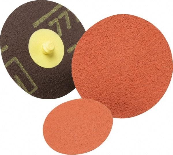 3M - 3" Disc Diam, 80 Grit, Ceramic Quick Change Disc - Type P Attaching System, Coated, Yellow, Medium Grade, 963G Series - Americas Industrial Supply