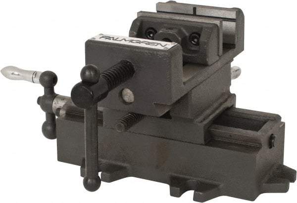 Palmgren - 3" Jaw Opening Capacity x 1-3/8" Throat Depth, Horizontal Drill Press Vise - 3" Wide Jaw, Cross Slide Base, Standard Speed, 5-1/2" OAL x 5-5/8" Overall Height - Americas Industrial Supply
