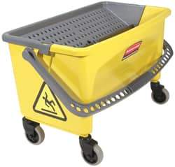 Rubbermaid - 40 Qt Plastic Bucket & Wringer - 14-1/2" Long x 16.1" High x 26.2" Wide, Yellow - Americas Industrial Supply