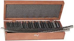 Dumont Minute Man - 13 Piece, 1/8 to 3/8" Keyway Width, Style B & C Keyway Broach Set - Bright Finish High Speed Steel Broach, Collared Bushing, 9/16 to 1-9/16" Bushing Diam - Americas Industrial Supply