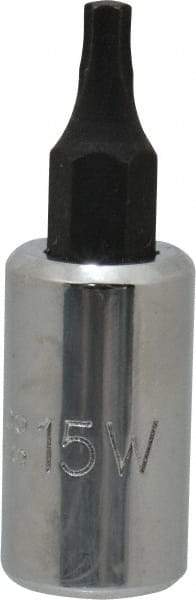 Proto - 1/4" Drive, T15 Torx Bit Socket - 1-1/2" OAL - Americas Industrial Supply