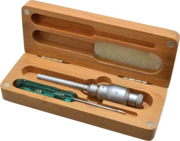 SPI - 0.275 to 0.35", 2" Gage Depth, Mechanical Inside Hole Micrometer - 0.0001" Graduation, 0.0002" Accuracy, Ratchet Stop Thimble - Americas Industrial Supply