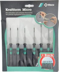Wera - 6 Piece Phillips & Slotted Screwdriver Set - Round Shank, Ergonomic Handle, Bit Sizes: Philips #00 & #0 - Americas Industrial Supply