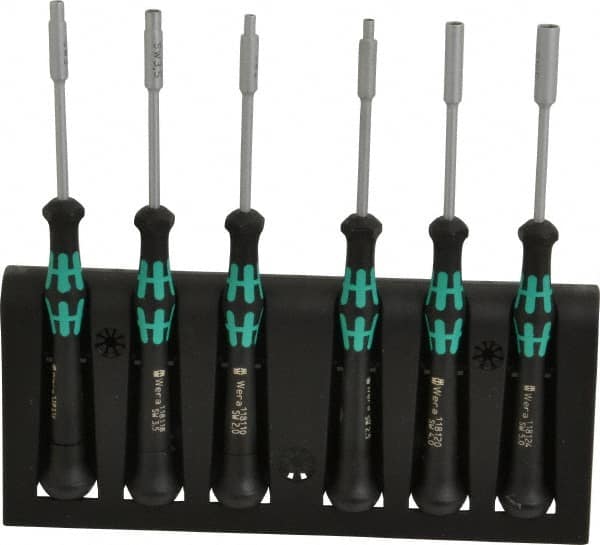 Wera - 6 Piece 2 to 5mm Electronic Nutdriver Set - Standard Shaft, Ergonomic Handle - Americas Industrial Supply