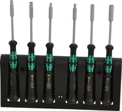 Wera - 6 Piece 2 to 5mm Electronic Nutdriver Set - Standard Shaft, Ergonomic Handle - Americas Industrial Supply