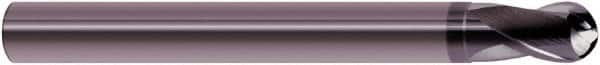 SGS - 2mm Diam, 2mm LOC, 2 Flute Solid Carbide Ball End Mill - AlTiN Finish, Single End, 76mm OAL, 6mm Shank Diam, Spiral Flute - Americas Industrial Supply