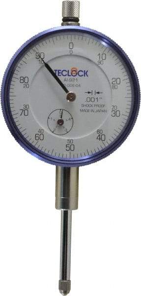 Teclock - 0.001" Graduation, 0-100 Dial Reading, Indicator & Base Kit - 0.34" Base Height, 2" Base Diam - Americas Industrial Supply