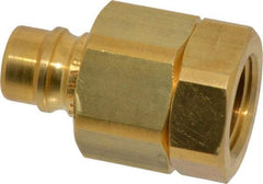 Parker - 1/2 Thread Brass Hydraulic Hose Valved Coupler - 2,000 psi, 30 GPM - Americas Industrial Supply