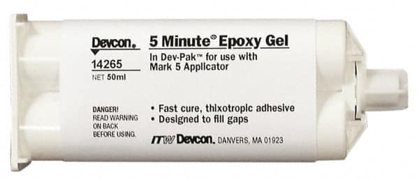 Devcon - 50 mL Cartridge Two Part Epoxy - 4 to 7 min Working Time, 2,500 psi Shear Strength - Americas Industrial Supply